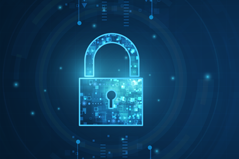Padlock with keyhole icon illustrating data security