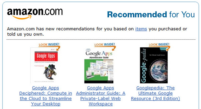 Amazon recommendations as they relate to machine learning
