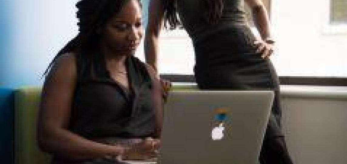 Woman using laptop